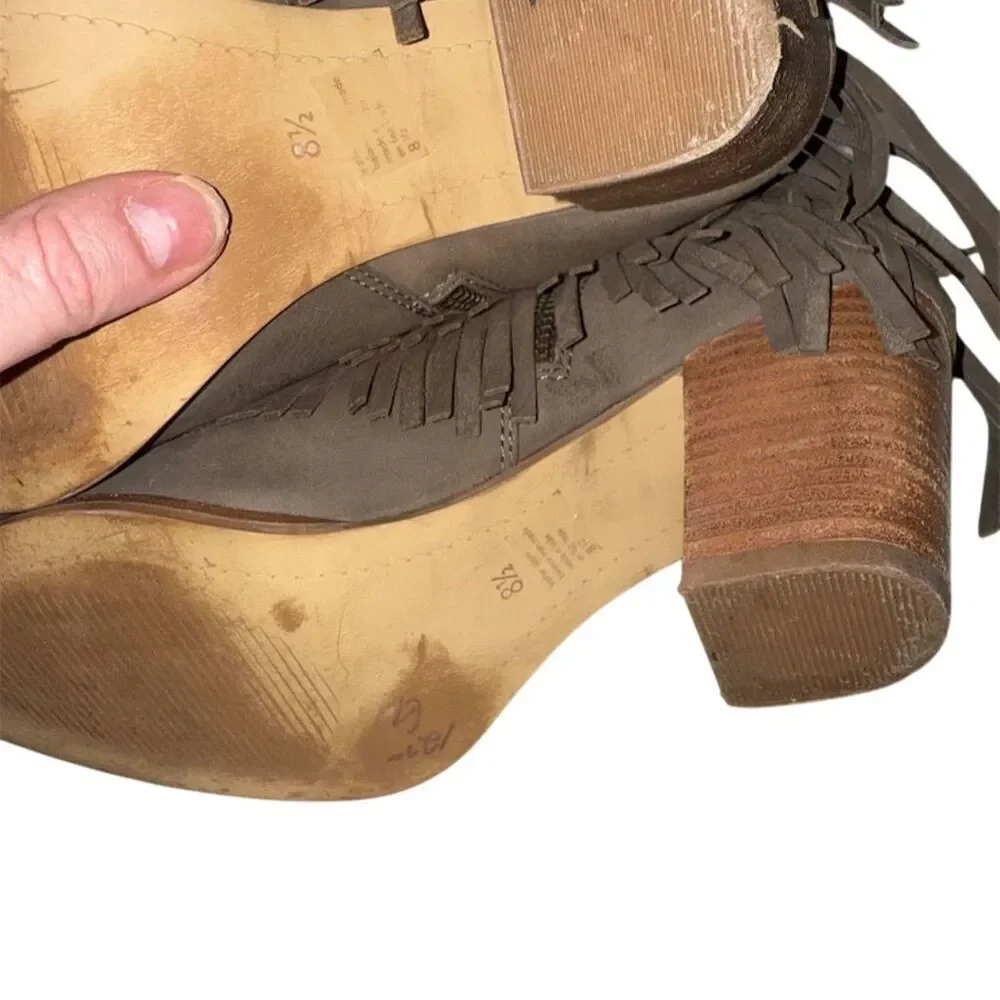 Dolce Vita Gray Suede Studded Western Ankle Booties 7.5